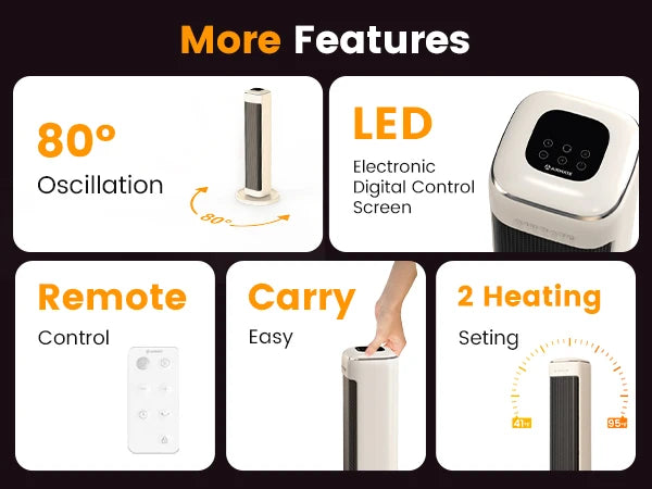 Airmate 2000W Ceramic Tower Space Heater – 230V EU | HP20242R