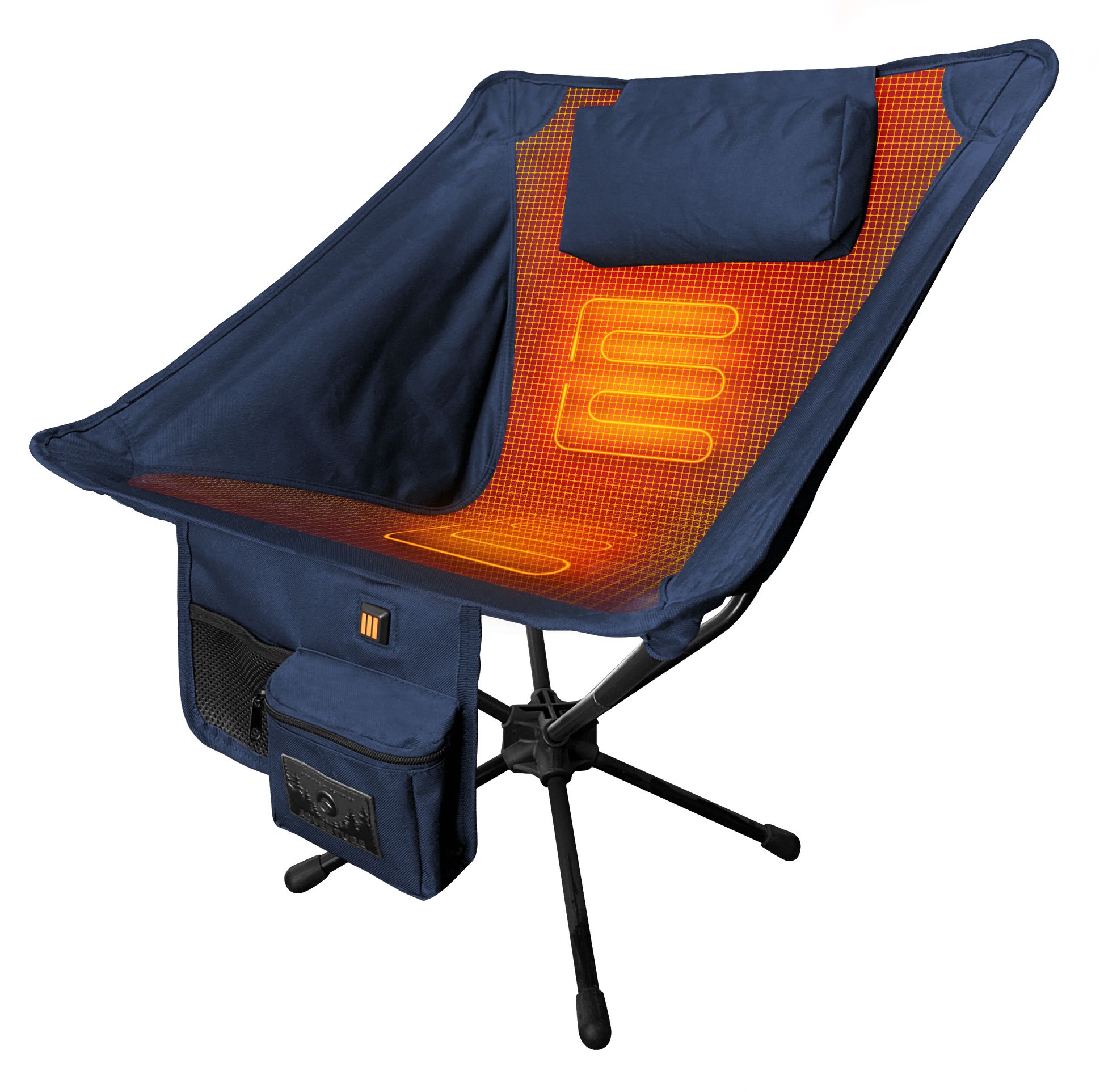 “The Beck Chair lightweight heated camp chair folded for travel”