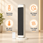 AIRMATE 25" Space Heater for Indoor Use Large Room, Ceramic Tower Electric Heater with Thermostat